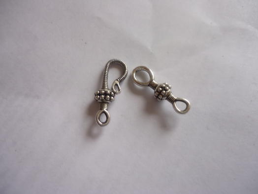 (image for) Hook and eye Clasp - Antique silver (set of 10) #HE16